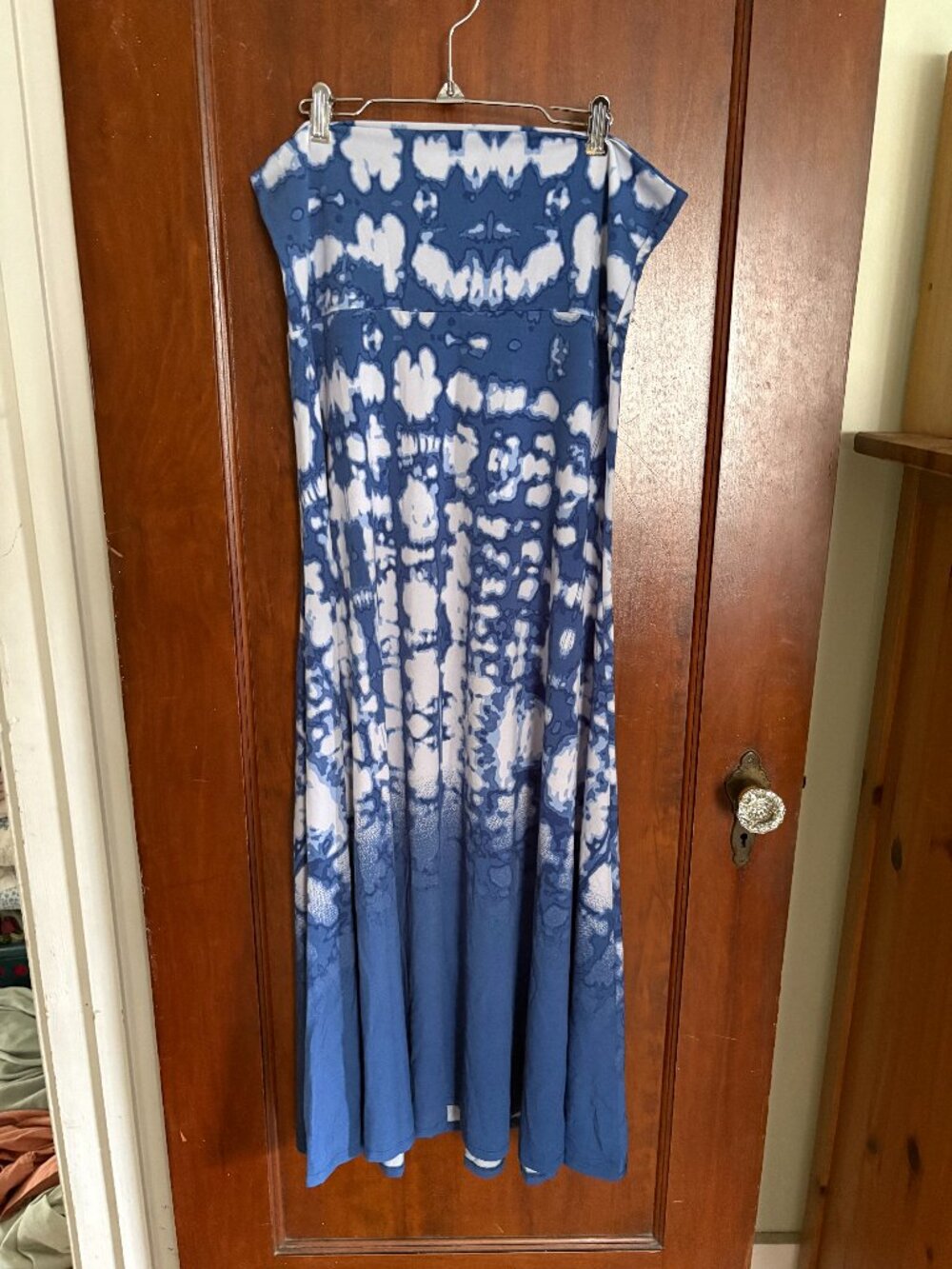Lularoe Maxi Skirt, Blue Tie-Dye, Size L